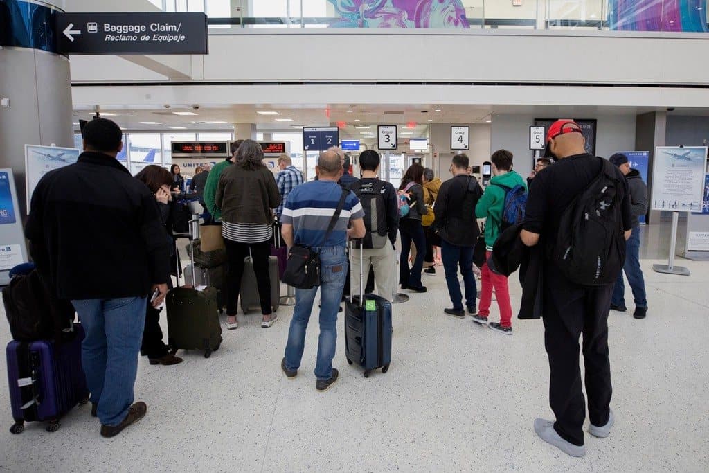 Arrivals hall with every person detected